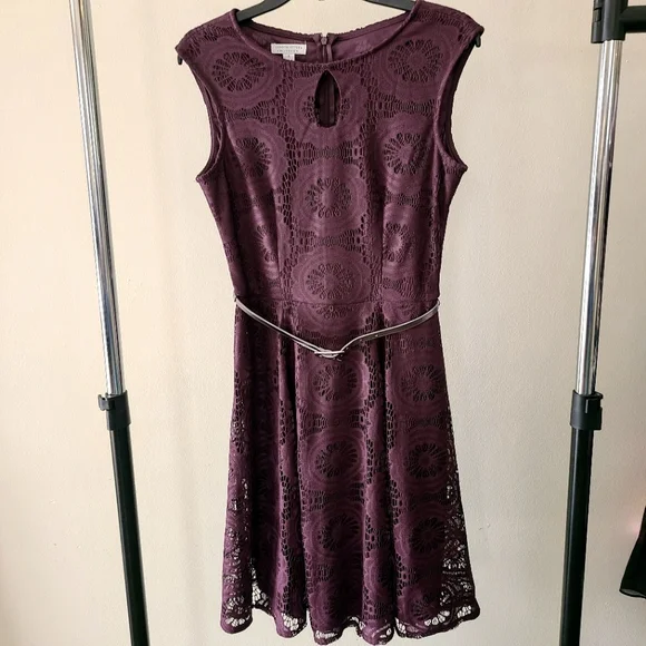 open lace back dress Women's Solid Purple Lace Midi Dress Three Quarter Sleeve Round Neck  Embroided Knee Length Sundress Casual Simple Crochet Eyelet Dress S at  Amazon Women's Clothing store
